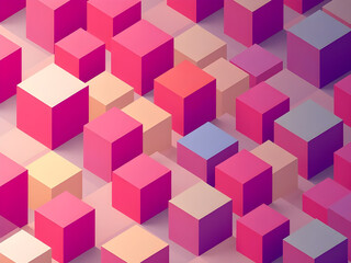 Obraz premium An ultra-modern geometric pattern with isometric 3D cubes and vibrant color contrast