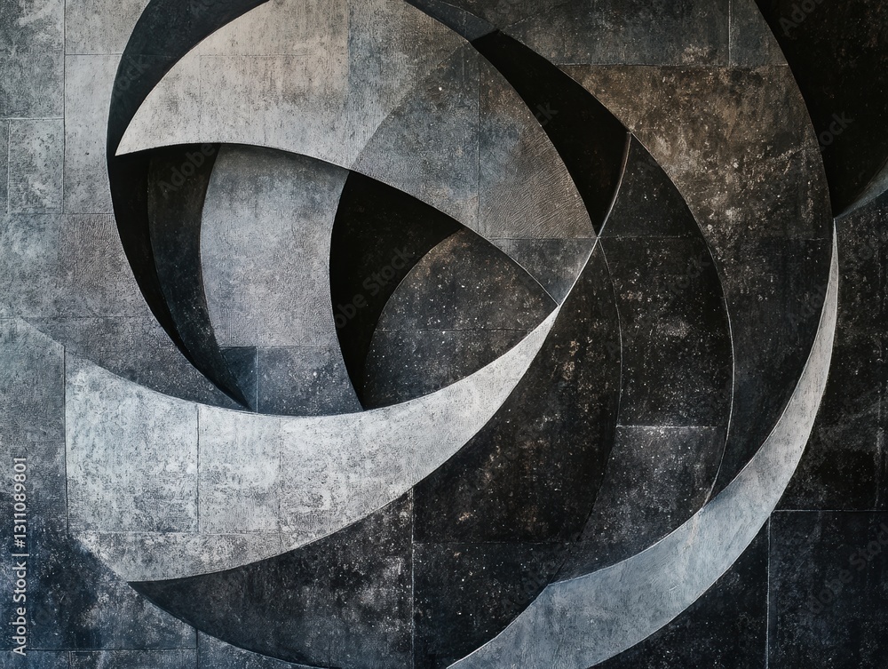 Poster geometric abstract art: a captivating, graphic composition of swirling, overlapping shapes and forms