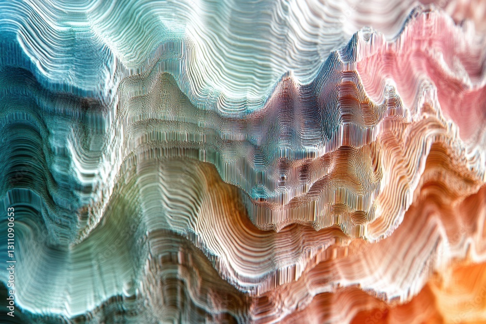 Poster abstract topography: an abstract and artistic visual exploration of terrain, rendered in vibrant col