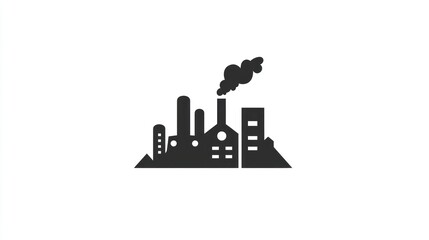 Obraz premium Industrial complex silhouette, simple illustration, factory, cityscape, no people