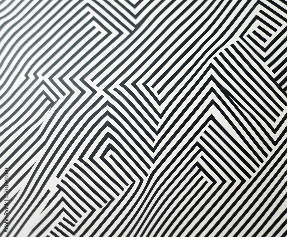 Poster geometric harmony: a striking abstract composition showcasing a mesmerizing array of black and white