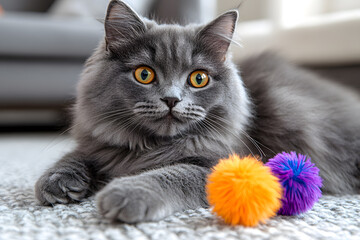 Happy Persian cat playing energetically, showcasing fluffy fur and joy.