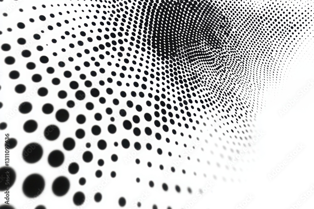 Poster abstract halftone dots: a mesmerizing black and white halftone pattern with swirling dots, creating 
