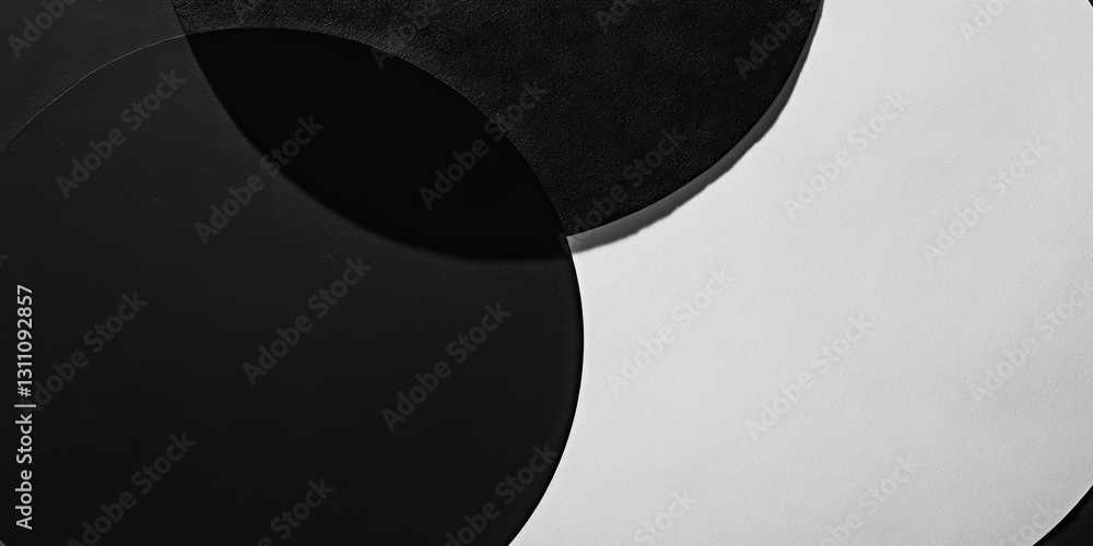 Poster abstract geometric shapes: a minimalist composition of overlapping circles in monochrome creates a d