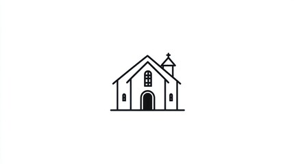 Fototapeta premium Simple church outline graphic, minimalist style, for religious icon or background, use in presentations, posters, website designs