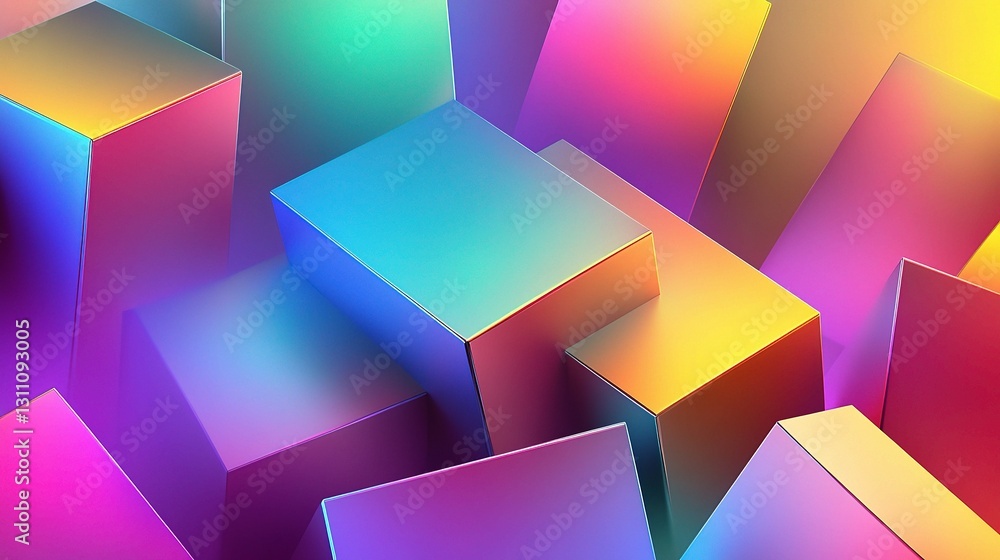 Aufkleber vibrant abstract gradient background with minimal geometric shapes