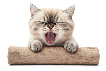  Cat laughing on white background