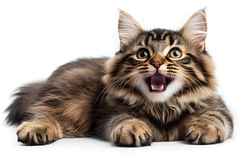 Maine coon Cat sitting on white background