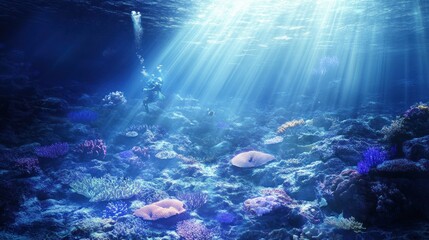 Underwater Diver Exploring Coral Reef (1)