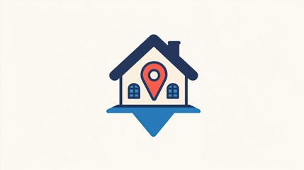 Simple graphic of home with location marker, for real estate or navigation apps