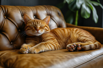 Ginger Cat lying on the couch