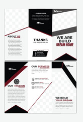modern trifold business brochure template, Trifold brochure mock up rendered with three different variations. 3D illustration, business Leaflet Flyer vector design presentation layout a4 size