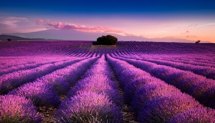 Obraz premium Lavender Field Gradient – A soft blend of lavender fields merging gently with pale pink and white, evoking a calm and serene atmosphere. 