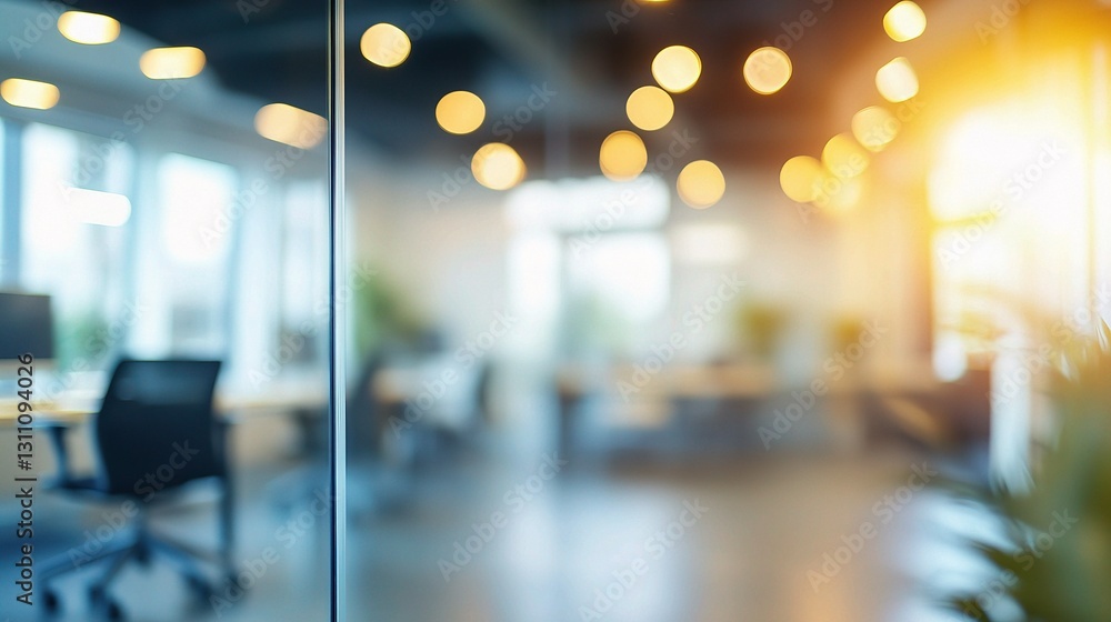 Aufkleber blurred view of an open office space with abstract lighting effects