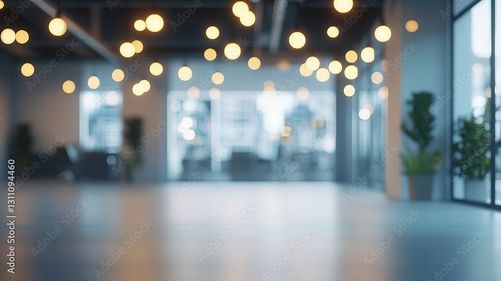 Poster blurred abstract view of empty open space in modern office interior