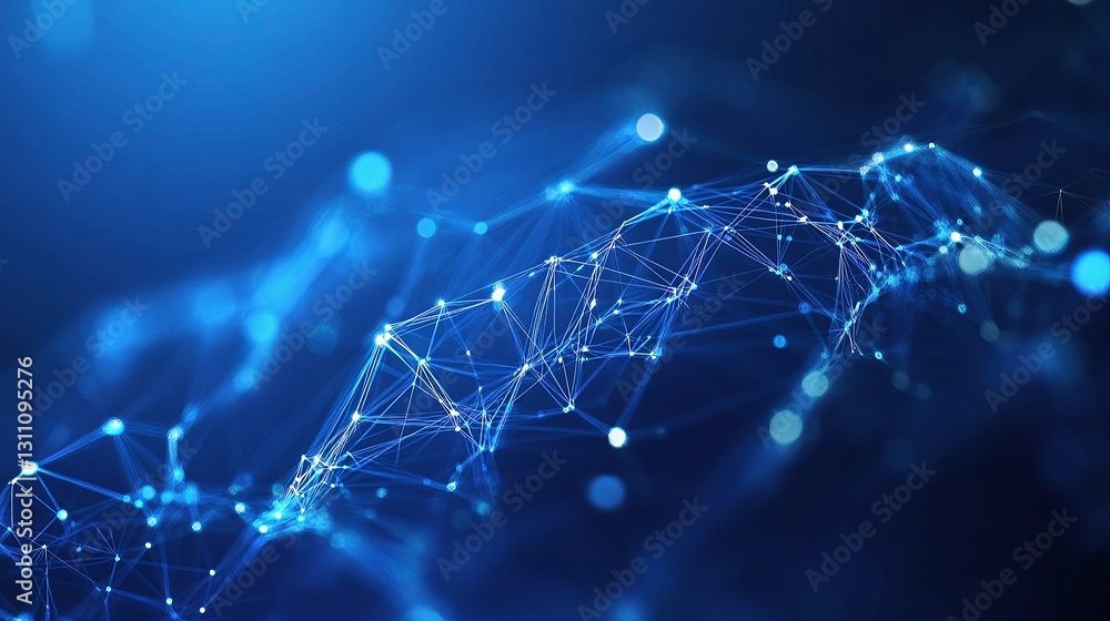 Poster abstract blue background with interconnected lines and shapes