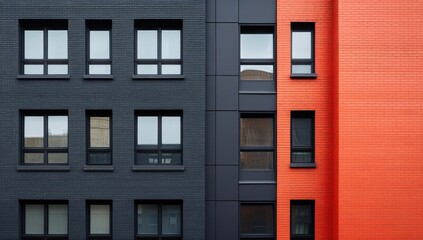 Obraz premium Modern apartment building facade, contrasting colors