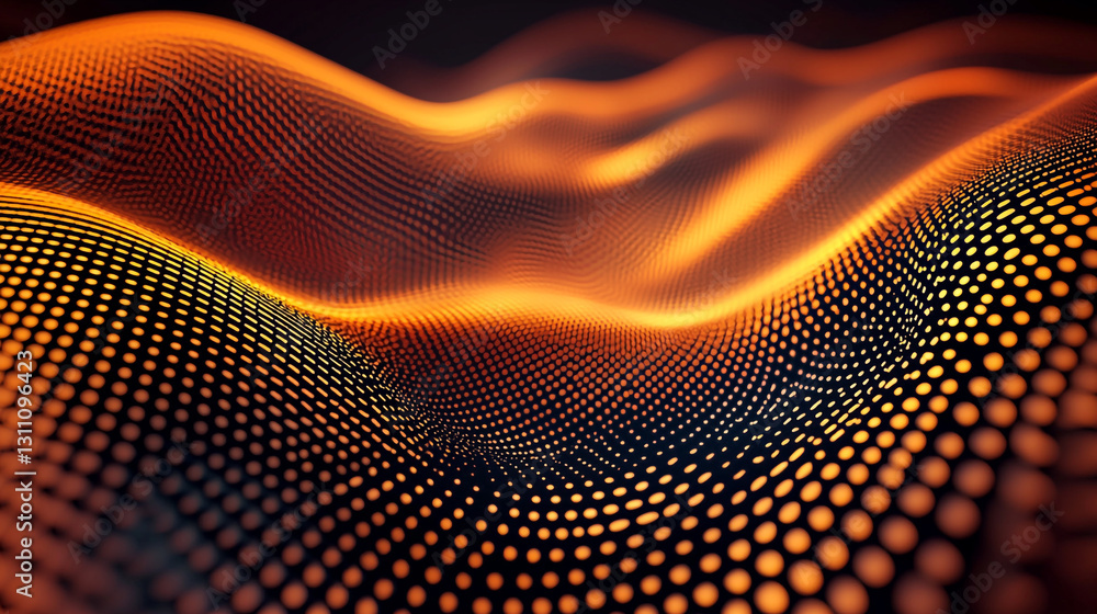 Poster abstract orange and black dotted wave background texture design art dots dark style light curve