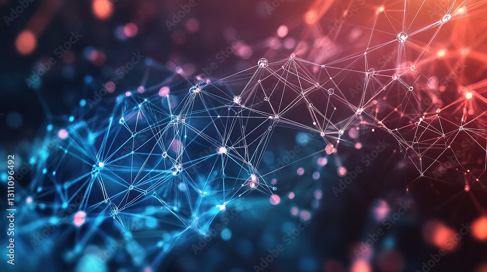 Poster colorful digital network concept visualization of blockchain technology