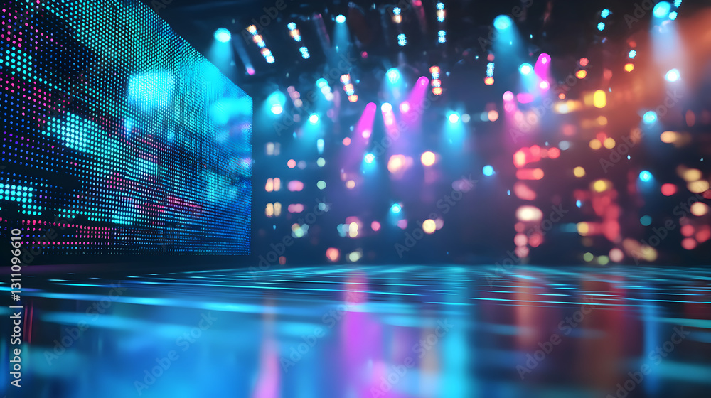 Poster modern presentation stage lighting event venue photostock image dynamic environment low angle view h