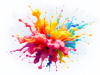 A dynamic explosion of colors in a fluid art style, resembling an ink drop in water