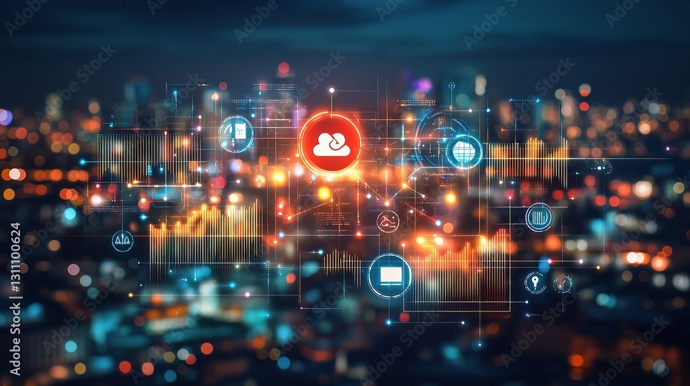 Poster abstract digital technology background with networking elements