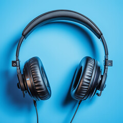 Professional-Grade Headphones on Blue Background Represent Superior Sound Quality, Comfort, and Modern Design