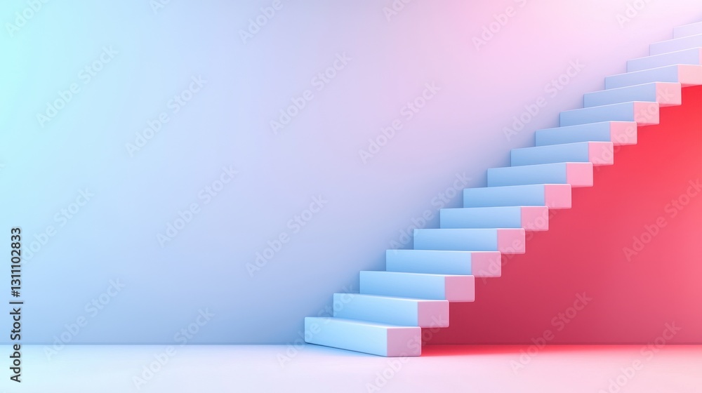 Poster modern stairs in gradient light with soft shadows and minimalist design