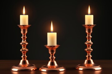 there are three candles that are lit on a table