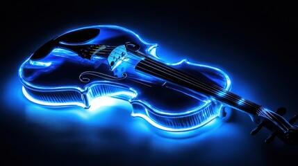 Illuminated Violin in Dark Studio