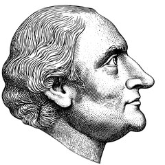 Engraved illustration of a distinguished profile showcasing intricate details in vector form for artistic tattoo design