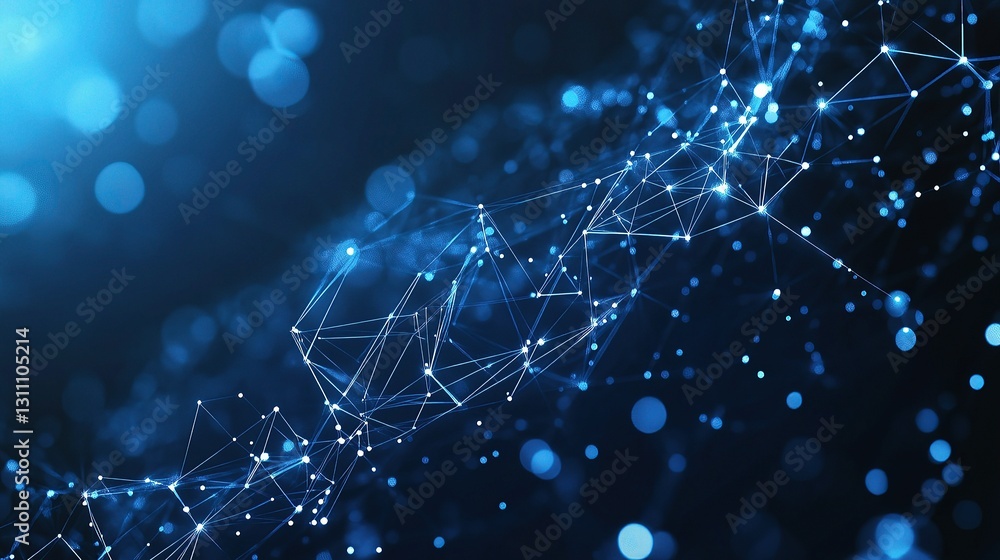 Poster abstract concepts of cybersecurity with polygons and lines