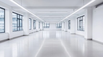 Bright and Spacious Modern Office Interior with Large Windows