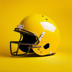 Fototapeta premium Sporty Helmet on Vibrant Yellow Background, Providing Protection and Style for Active Individuals