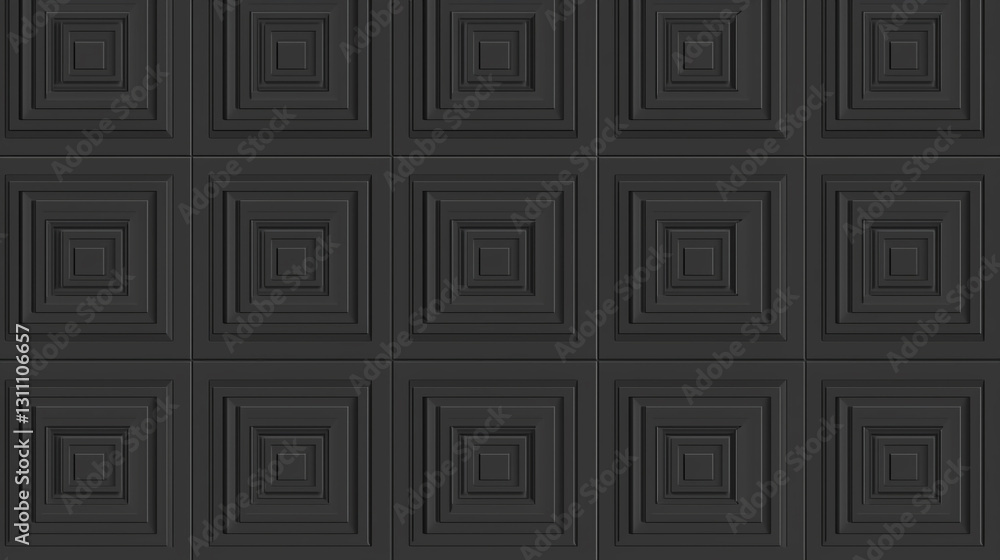 Poster abstract black square pattern geometric design background texture 3d art dark tile style lines decor