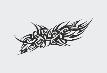 Vector tribal tattoo. Silhouette illustration. Isolated abstract element