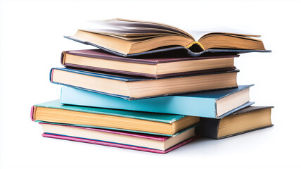 Exploring the Depth of Science Through an Impressive Stack of Chemistry Textbooks Resting on a Clean White Surface, Inviting Curiosity and Knowledge Generative AI