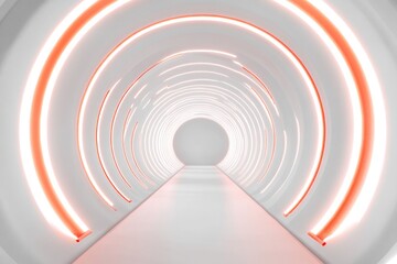 Fototapeta premium Futuristic tunnel with glowing rings