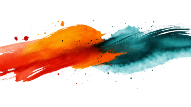 A vibrant fusion of orange and teal paint, blending bold colors and dynamic strokes to create an energetic and expressive abstract design. This image embodies creativity, movement, and the power of co
