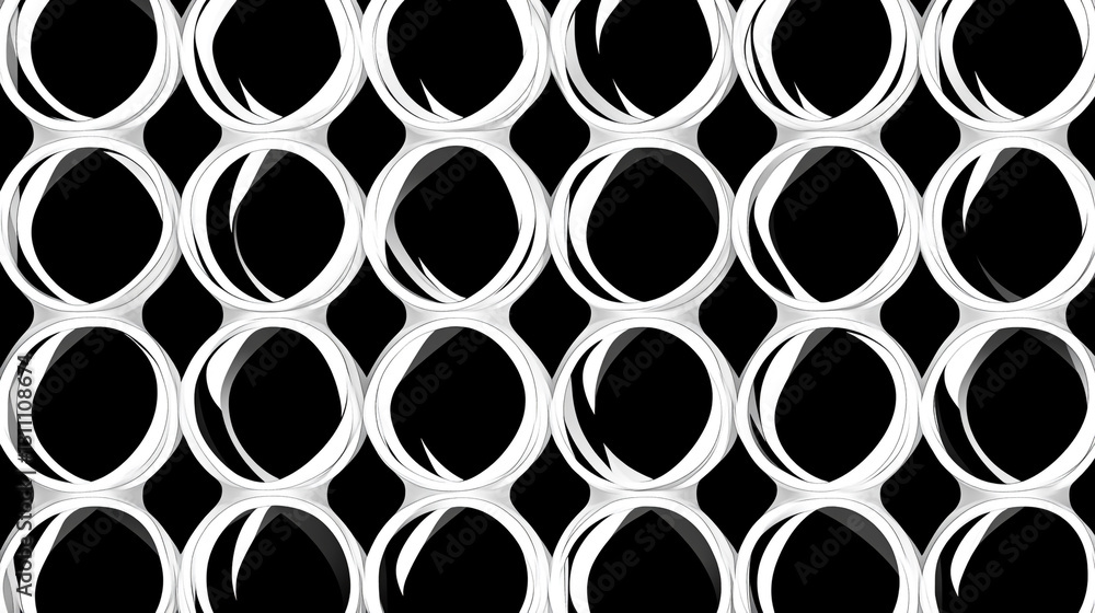 Poster abstract black and white circular pattern design background texture art style decor image lines curv