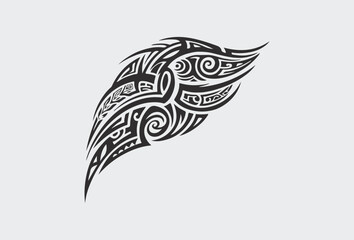 Vector tribal tattoo. Silhouette illustration. Isolated abstract element