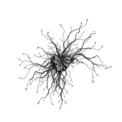 Intricate Illustrative Graphic with Fine Lines and Subtle Shading on White Background
