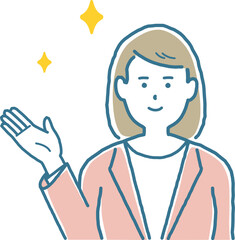 笑顔で案内をするスタッフ女性