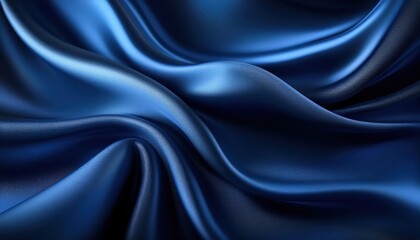 Obraz premium Navy blue silk satin with a smooth, glossy texture, creating an elegant and luxurious abstract background. Ideal for high-end design projects, fashion, and sophisticated branding. 