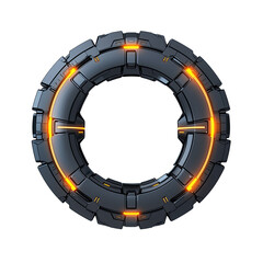 Naklejka premium Futuristic circular interface with glowing orange accents.