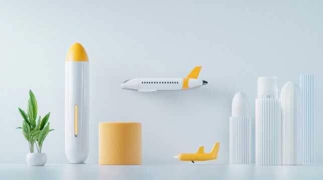 A hyperloop capsule displayed alongside other forms of futuristic transportation, showcasing the hyperloop as a symbol of technological advancement.