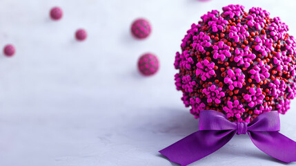 3D HPV virus illustration with vibrant colors and decorative bow, symbolizing awareness and research efforts