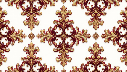 Victorian Damask Scrolls - A seamless pattern of elegant, scrolling damask designs.