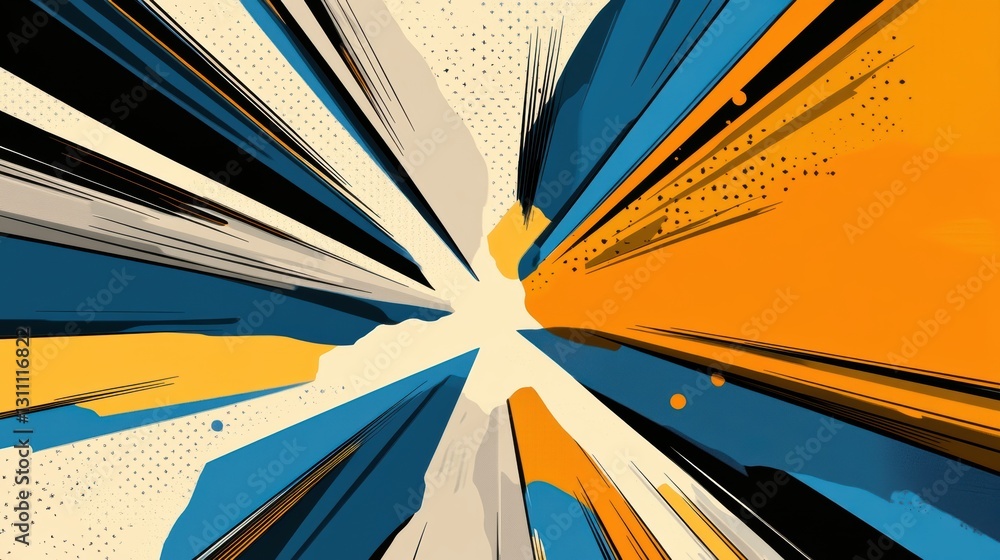 Poster dynamic explosion of colors in a vibrant comic book style backdrop generative ai