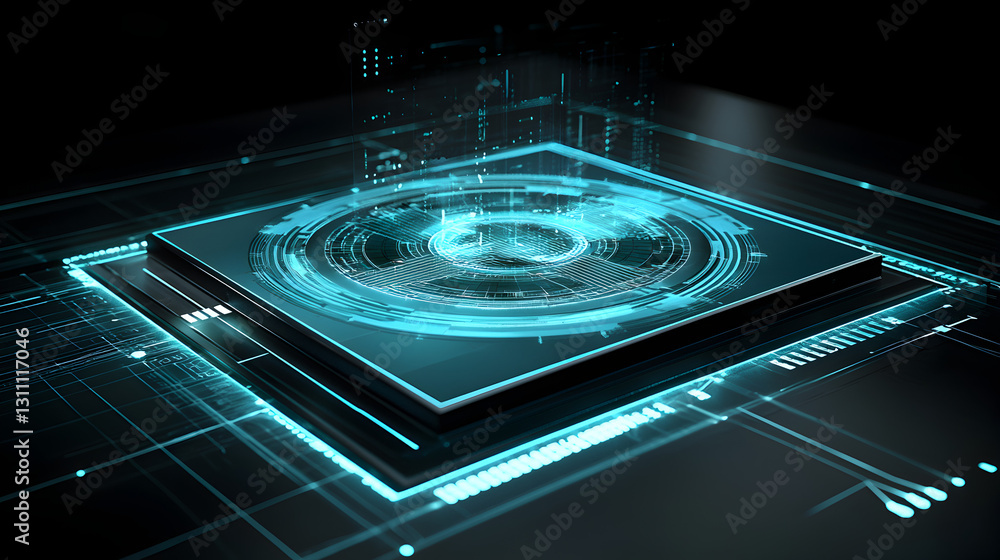 Poster holographic command center action futuristic location digital environment high-tech viewpoint advanc